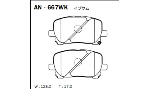 Колодки тормозные дисковые Akebono, комплект на ось (4 шт), арт. AN-667WK