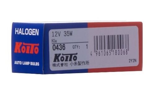 Лампа галогенная Koito H3a (PK22s/6, T12), 12В, 35Вт, 3200К, 1 шт, арт. 0436