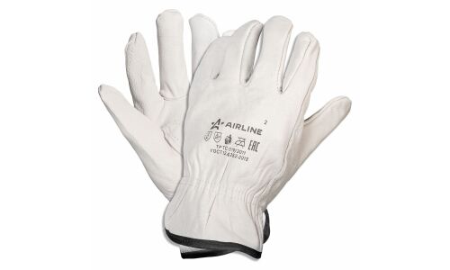 Перчатки кожаные Airline, водительские, белые, размер XL, 1 пара, арт. ADWG105