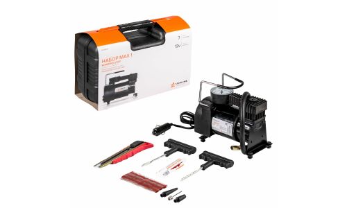 Компрессор автомобильный Airline Tornado S, 12В, 5.5А, 30л/мин, 7атм, с инструментами (набор для ремонта шин), кейс, арт. CA-020-01