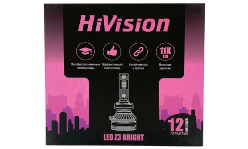 Лампа светодиодная HiVision Z3 Bright H11 (PGJ19-2, T11), 12В, 36Вт (соответствует 50Вт), 6000К, комплект 2 шт, арт. Л0398