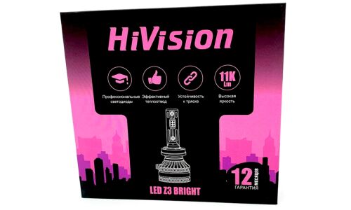 Лампа светодиодная HiVision Z3 Bright H11 (PGJ19-2, T11), 12В, 36Вт (соответствует 50Вт), 6000К, комплект 2 шт, арт. Л0398