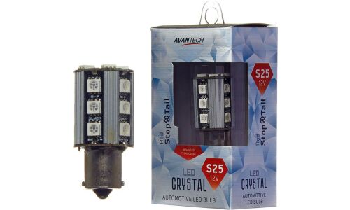 Лампа светодиодная Avantech LED Crystal P21W (BA15s, S25), 12В, 21Вт, красная, 1 шт