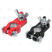 Клеммы для аккумулятора Startvolt, свинец, стандартные (+19.5/-17.9), цветные (чёрная/красная), крепление провода гайкой-барашком, 2 шт, арт. SBT 032