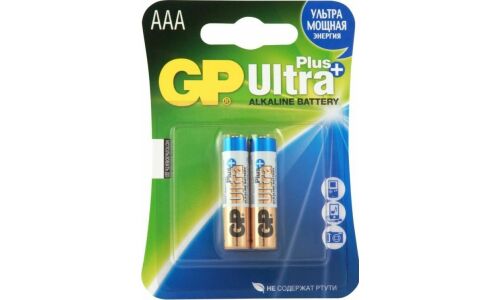 Батарейка щелочная GP Batteries Ultra Plus, AAA (LR03), 1.5В, 2 шт (блистер), арт. GP24АUP-2CR2