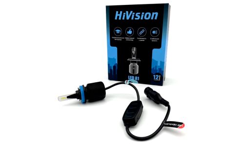 Лампа светодиодная HiVision LED A1 H11, H8, H16 (PGJ19-1, PGJ19-2, PGJ19-3, T11), 12В, 20Вт (соответствует 55Вт), 3000К, комплект 2 шт, арт. Л0365