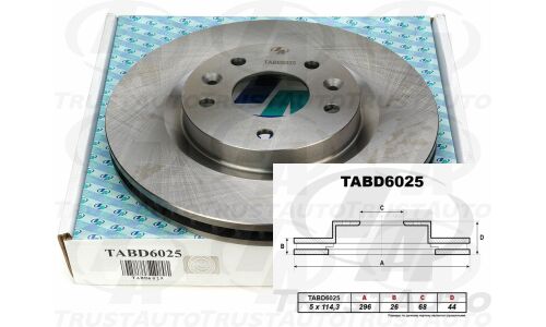 Диск тормозной TA, передний, арт. TABD6025
