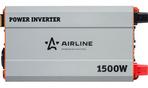 Инвертор напряжения Airline, 24В(DC)→220В(AC), 50Гц, 1500Вт, (+2xUSB 5В), арт. API-1500-10