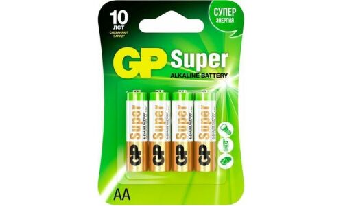 Батарейка щелочная GP Batteries Super, AA (LR6), 1.5В, 4 шт (блистер), арт. GP15А-2CR4