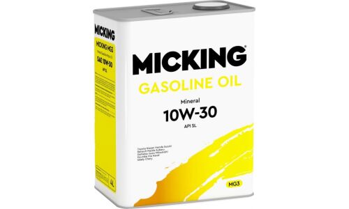 Масло моторное Micking Gasoline Oil MG3 10w30, минеральное, API SL, ILSAC GF-3, для бензинового двигателя, 4л, арт. M2166