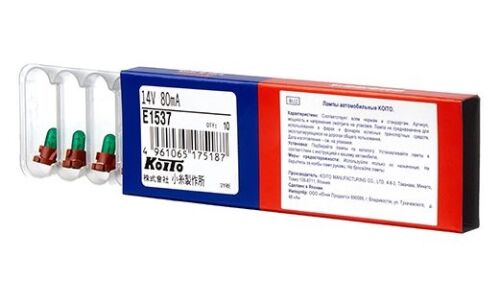 Лампа Koito BAX (пластиковый цоколь, T4.2), 14В, 1.12Вт, зелёная, арт. E1537