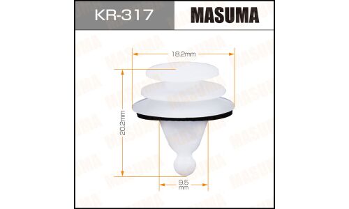 Клипса крепёжная накладок дверей Masuma, для Hyundai, KIA, арт. KR-317