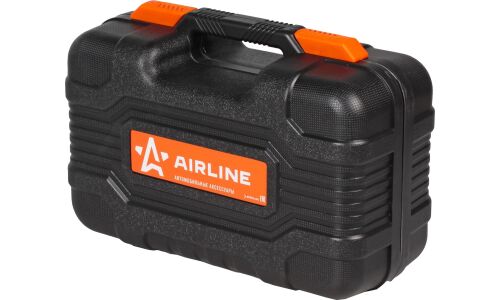 Компрессор автомобильный Airline X5, двухпоршневой, 12В, 18А, 50л/мин, 10атм, с инструментами (отвёртки, плоскогубцы, набор для ремонта шин), кейс, арт. CA-020-01NR