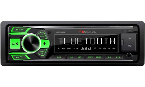 Автомагнитола Nakamichi NQ513BG, 1 DIN, USB/AUX/Bluetooth, 4х50Вт, пульт ДУ, зелёная подсветка