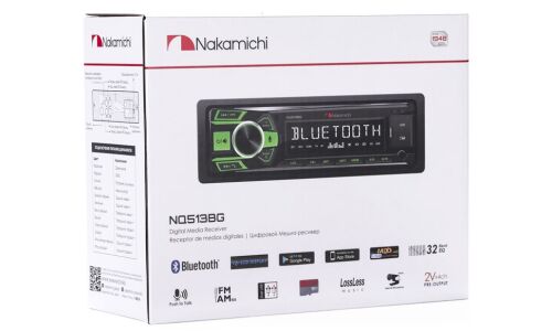 Автомагнитола Nakamichi NQ513BG, 1 DIN, USB/AUX/Bluetooth, 4х50Вт, пульт ДУ, зелёная подсветка