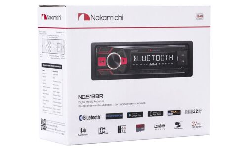 Автомагнитола Nakamichi NQ513BR, 1 DIN, USB/AUX/Bluetooth, 4х50Вт, пульт ДУ, красная подсветка