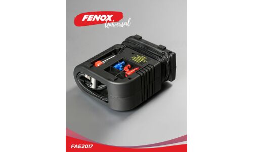 Компрессор автомобильный Fenox, 12В, 5А, 25л/мин, 17атм, длина шланга 35см, насадки, арт. FAE2017