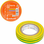 Лента клейкая изоляционная Airline, ПВХ, 15мм x 10м, желто-зеленая, арт. ADET001
