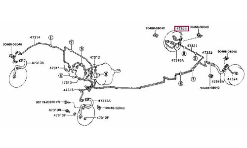 Трубка тормозная TOYOTA задняя правая, арт. 47323-12250