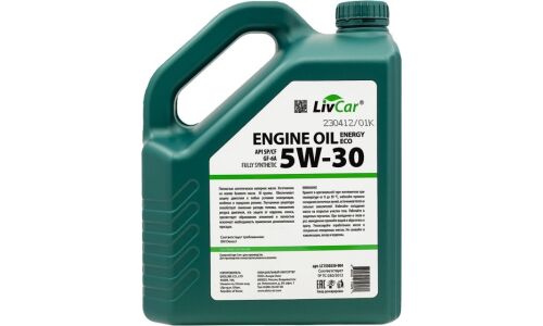 Масло моторное LivCar Engine Oil Energy Eco 5w30, синтетическое, API SP/CF, ILSAC GF-6A, универсальное, 4л, арт. LC1550530-004