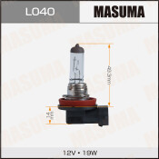 Лампа галогенная Masuma H16 (PGJ19-3, T11), 12В, 19Вт, 3200К, 1 шт, арт. L040