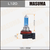 Лампа галогенная Masuma Blue Skyglow H11 (PGJ19-2, T11), 12В, 55Вт, 4200К, 1 шт, арт. L120