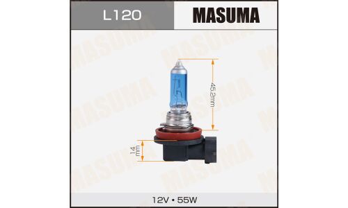 Лампа галогенная Masuma Blue Skyglow H11 (PGJ19-2, T11), 12В, 55Вт, 4200К, 1 шт, арт. L120