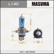Лампа галогенная Masuma Blue Skyglow H4 (P43t, T16), 12В, 60/55Вт, 4200К, 1 шт, арт. L140
