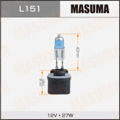Лампа галогенная Masuma Super White H27W/1 (PG13, T9), 12В, 27Вт, 4200К, 1 шт, арт. L151