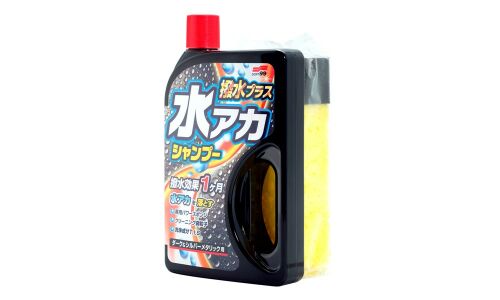 Автошампунь Soft 99 Super Cleaning Shampoo + Wax, для ручной мойки, с воском, для тёмных и серебристых автомобилей, бутылка 750мл (+2 губки), арт. 04271