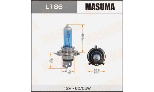 Лампа галогенная Masuma Blue Skyglow HB2(9003) (P43t, T16), 12В, 60/55Вт, 4200К, 1 шт, арт. L186
