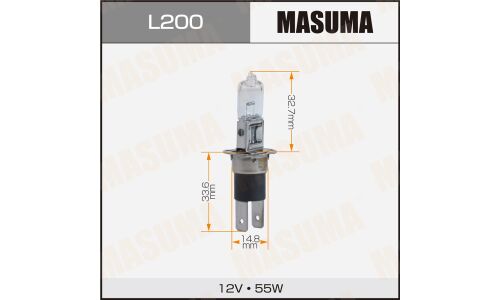 Лампа галогенная Masuma Clearglow H3C (P22d/5, T12), 12В, 55Вт, 3000К, 1 шт, арт. L200