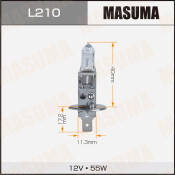 Лампа галогенная Masuma Clearglow H1 (P14.5s, T8), 12В, 55Вт, 3000К, 1 шт, арт. L210