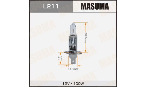 Лампа галогенная Masuma Clearglow H1 (P14.5s, T8), 12В, 100Вт, 3200К, 1 шт, арт. L211