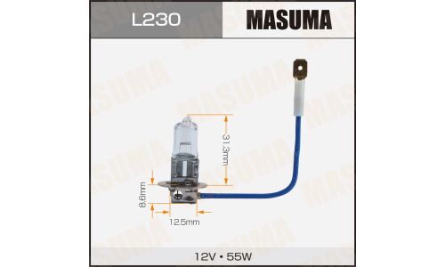 Лампа галогенная Masuma Clearglow H3 (PK22s, T12), 12В, 55Вт, 3200К, 1 шт, арт. L230