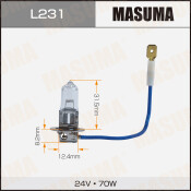 Лампа галогенная Masuma Clearglow H3 (PK22s, T12), 24В, 70Вт, 3000К, 1 шт, арт. L231