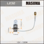 Лампа галогенная Masuma Clearglow H3 (PK22s, T12), 12В, 100Вт, 3000К, 1 шт, арт. L232