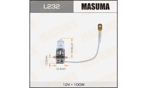 Лампа галогенная Masuma Clearglow H3 (PK22s, T12), 12В, 100Вт, 3200К, 1 шт, арт. L232