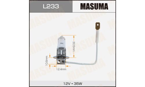 Лампа галогенная Masuma Clearglow H3 (PK22s, T12), 12В, 35Вт, 3200К, 1 шт, арт. L233