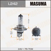 Лампа галогенная Masuma Clearglow H4 (P43t, T16), 24В, 75/70Вт, 3000К, 1 шт, арт. L242