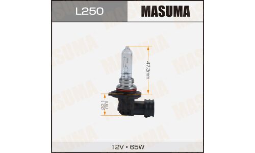 Лампа галогенная Masuma Clearglow HB3(9005) (P20d, T12), 12В, 65Вт, 3000К, 1 шт, арт. L250