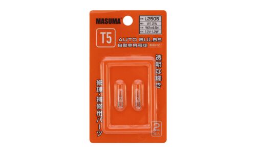 Лампа Masuma W1.2W (W2x4.6d, T5), 12В, 1.2Вт, комплект 2 шт, арт. L2505