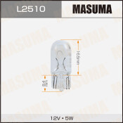 Лампа Masuma W5W (W2.1x9.5d, T10), 12В, 5Вт, комплект 2 шт, арт. L2510