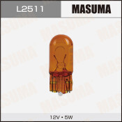 Лампа Masuma WY5W (W2.1x9.5d, T10), 12В, 5Вт, оранжевая, комплект 2 шт, арт. L2511