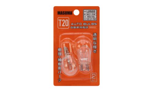 Лампа Masuma W21/5W (W3x16q, T20), 12В, 21/5Вт, комплект 2 шт, арт. L2522