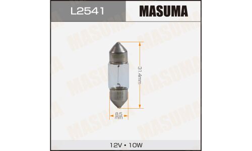 Лампа Masuma Festoon (SV8.5, T10x31), 12В, 10Вт, комплект 2 шт, арт. L2541