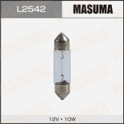 Лампа Masuma Festoon C10W (SV8.5, T10x37), 12В, 10Вт, комплект 2 шт, арт. L2542