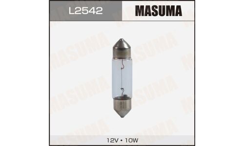 Лампа Masuma Festoon C10W (SV8.5, T10x37), 12В, 10Вт, комплект 2 шт, арт. L2542