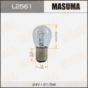 Лампа Masuma P21/5W (BAY15d, S25), 24В, 21/5Вт, комплект 2 шт, арт. L2561