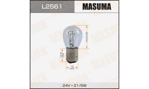 Лампа Masuma P21/5W (BAY15d, S25), 24В, 21/5Вт, комплект 2 шт, арт. L2561